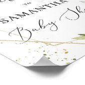 Poster Feuillage verdoyant cadre or bébé signe d'accueil (Coin)