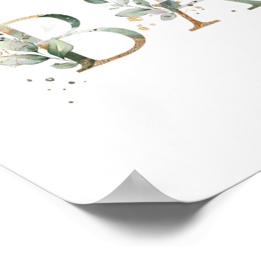 Poster Feuillage vert et or Accueil Baptême (Coin)