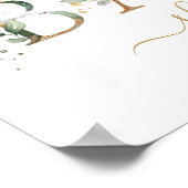 Poster Feuillage vert et or Baby shower de bienvenue (Coin)