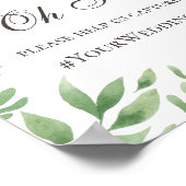 Poster Feuillage vert. Mariage vert hashtag instagram (Coin)