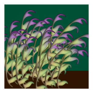 Poster Feuillage Vert + Violet Nature Verte