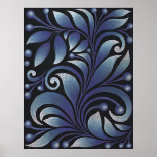 Poster feuille bleu