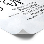 Poster Feuille bleu Mariage Le bar est ouvert Menu boisso (Coin)