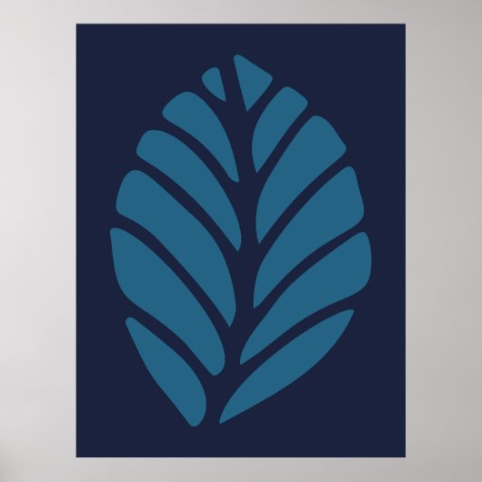 Poster Feuille bleue minimaliste (Devant)