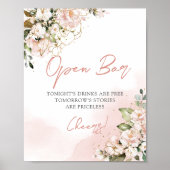 Poster Feuille boho rose doux signe à barre ouverte (Devant)