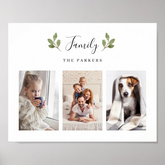 Poster Feuille botanique | Famille de trois photos (Devant)