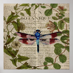 Poster feuille botanique moderne vintage