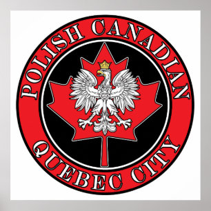 Poster Feuille canadienne polonaise ronde de Québec