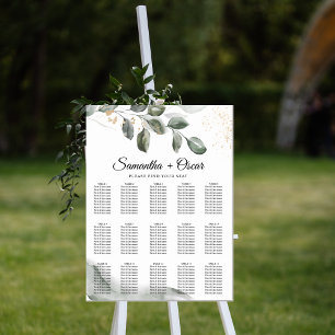 Poster Feuille d'aquarelle verte douce   Poussière d'or