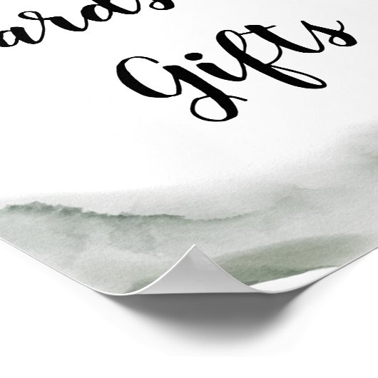 Poster Feuille d'aquarelle verte douce | Poussière d'or | (Coin)