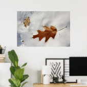 Poster feuille de chêne sur la neige (Bureau à domicile)