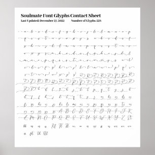 Poster Feuille de contact Glyphes de police de l'âme