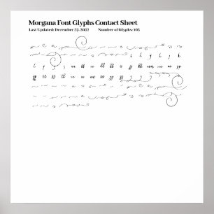 Poster Feuille de contact Glyphes de police Morgana