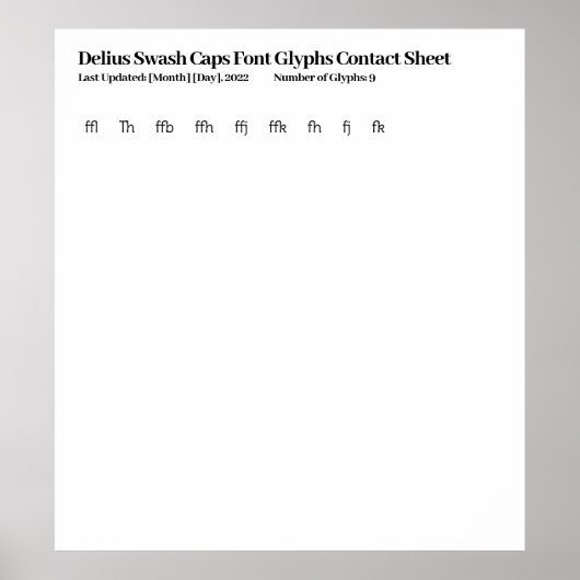Poster Feuille de contact pour les glyphes de police Casq (Devant)