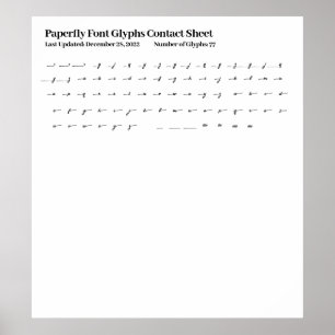 Poster Feuille de contact pour les glyphes de police Pape