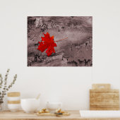 Poster Feuille de couleur sur photo noir et blanc (Cuisine)