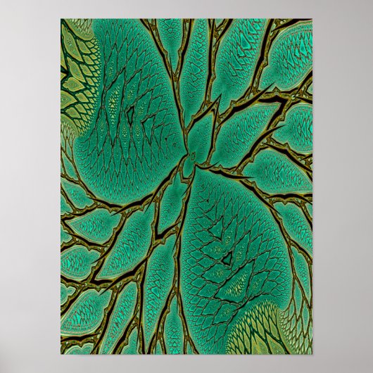 Poster Feuille de Dragon Sarcelle Fractale Abstraite (Devant)