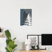 Poster Feuille de fougère gris stylisée (Bureau à domicile)
