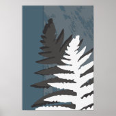 Poster Feuille de fougère gris stylisée (Devant)