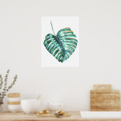 Poster Feuille de Monstera palmier tropical moderne aquar (Cuisine)