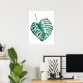 Poster Feuille de Monstera palmier tropical moderne aquar (Bureau à domicile)