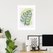 Poster Feuille de monstera verte dessin manuel (Bureau à domicile)