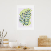 Poster Feuille de monstera verte dessin manuel (Cuisine)