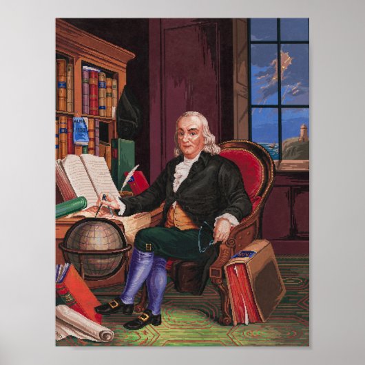 Poster Feuille de Motif de broderie Benjamin Franklin (Devant)