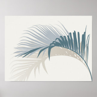 Poster Feuille de palme bleue avec ombre