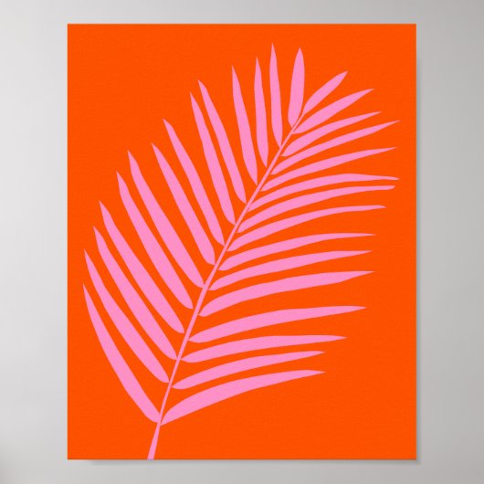 Poster Feuille De Palme Tropicale Orange Et Rose (Devant)