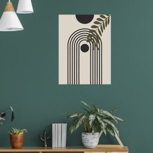 Poster Feuille de palmier arc-en-ciel, Art géométrique ab