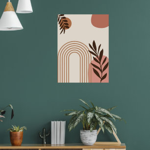 Poster Feuille de palmier arc-en-ciel Soleil, Art géométr