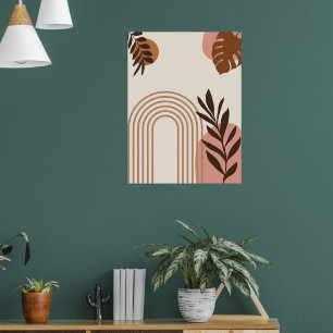 Poster Feuille de palmier arc-en-ciel Soleil, Art géométr