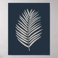 Feuille de palmier bleu marine et crème