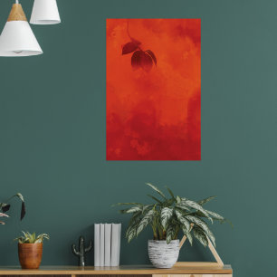 Poster Feuille de plaquemine orange brûlée Abtract Automn