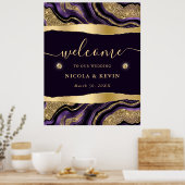 Poster Feuille de pourpre et agate de mariage de bienvenu (Cuisine)