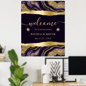 Poster Feuille de pourpre et agate de mariage de bienvenu (Bureau à domicile)