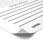 Poster Feuille de recettes de téléchargement instantané (Coin)