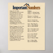 Poster Feuille de référence des numéros importants du mén (Devant)