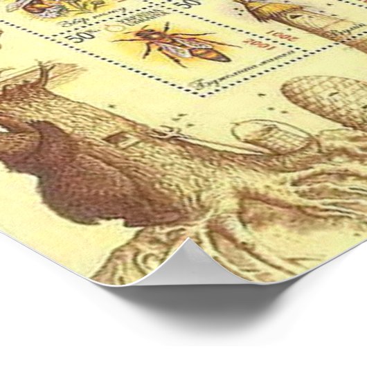 Poster Feuille de timbre d'apiculture ukrainienne (Coin)