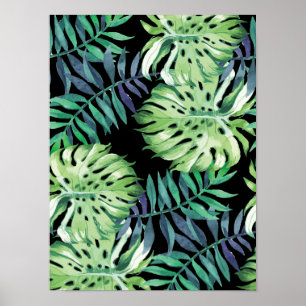 Poster Feuille de tropiques d'île hawaïenne de Monstera