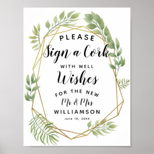 Poster Feuille de verdure cristalline Signer une fête de 