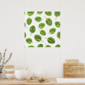 Poster Feuille d'épinards bio Motif sans couture (Cuisine)