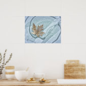 Poster Feuille d'érable congelée sur glace (Cuisine)