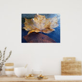 Poster Feuille d'érable jaune congelée Automne Nature (Cuisine)