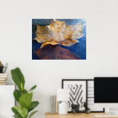 Poster Feuille d'érable jaune congelée Automne Nature (Bureau à domicile)