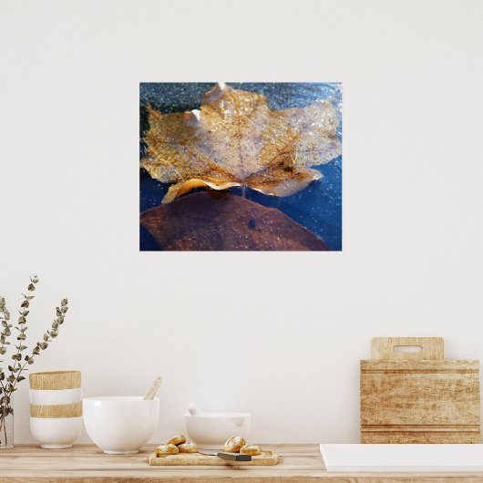 Poster Feuille d'érable jaune congelée Automne Nature (Cuisine)