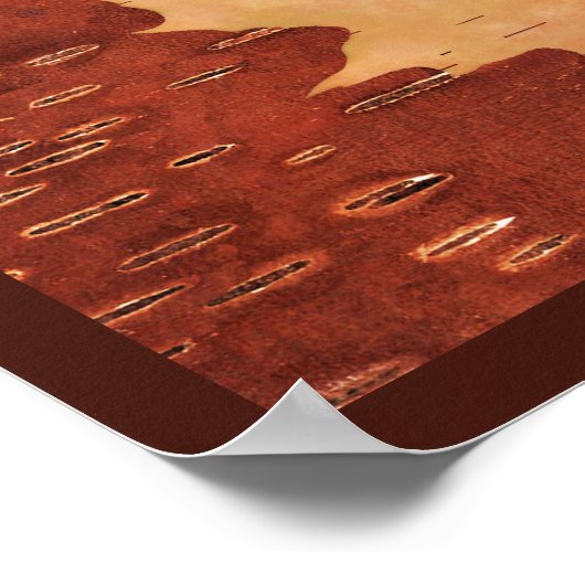 Poster Feuille d'érable sur écorce de bouleau intérieur (Coin)