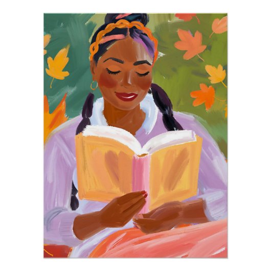 Poster Feuille d'or, bonnes lectures : Une femme afro cél (Devant)