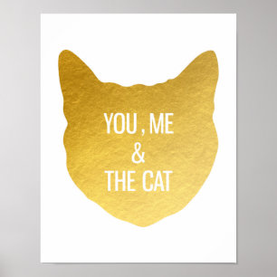 Poster Feuille d'or Cat You me et le cadeau amoureux des